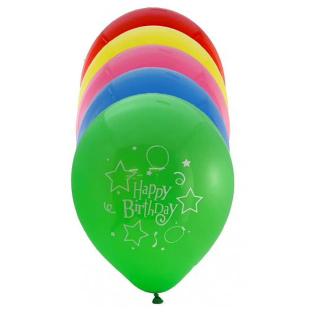 Ballons de joyeux anniversaire Alpen 20pk 25cm (couleurs assorties)