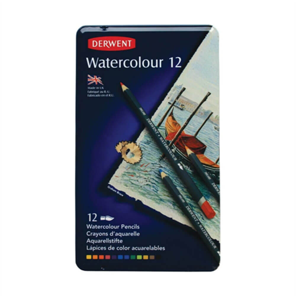 Derwent aquarelle crayons en étain (12pk)