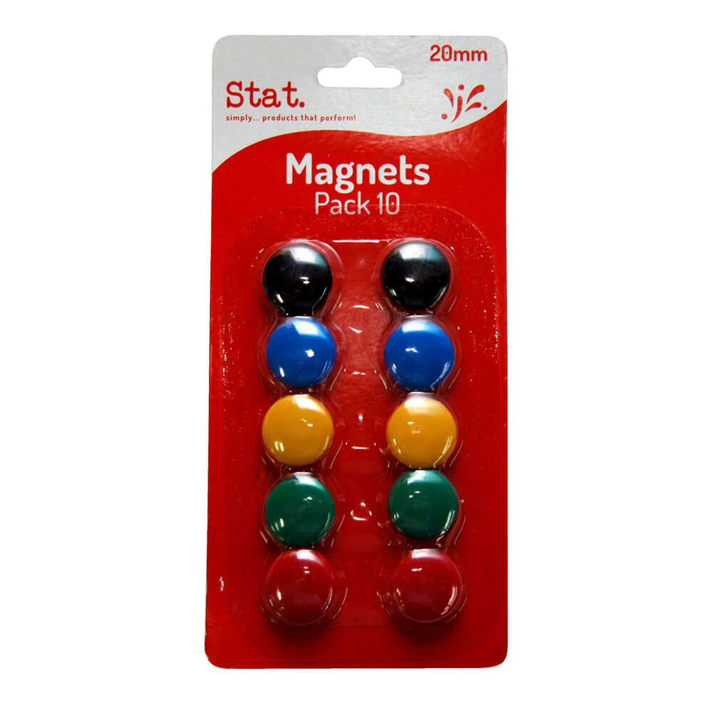 Aimants de bouton de stat 10pk 20 mm (couleurs assorties)
