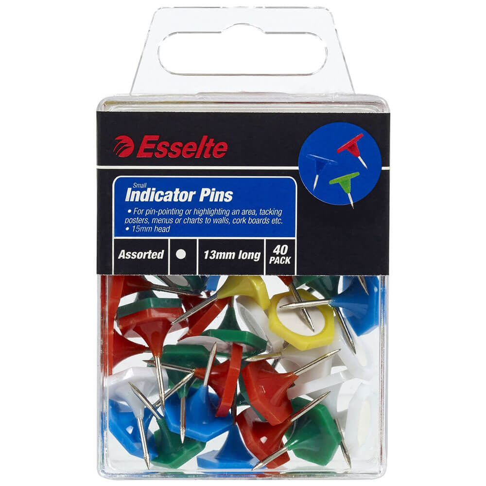 Épingles d'indicateur Esselte 40pk 13x15 mm (couleurs assorties)