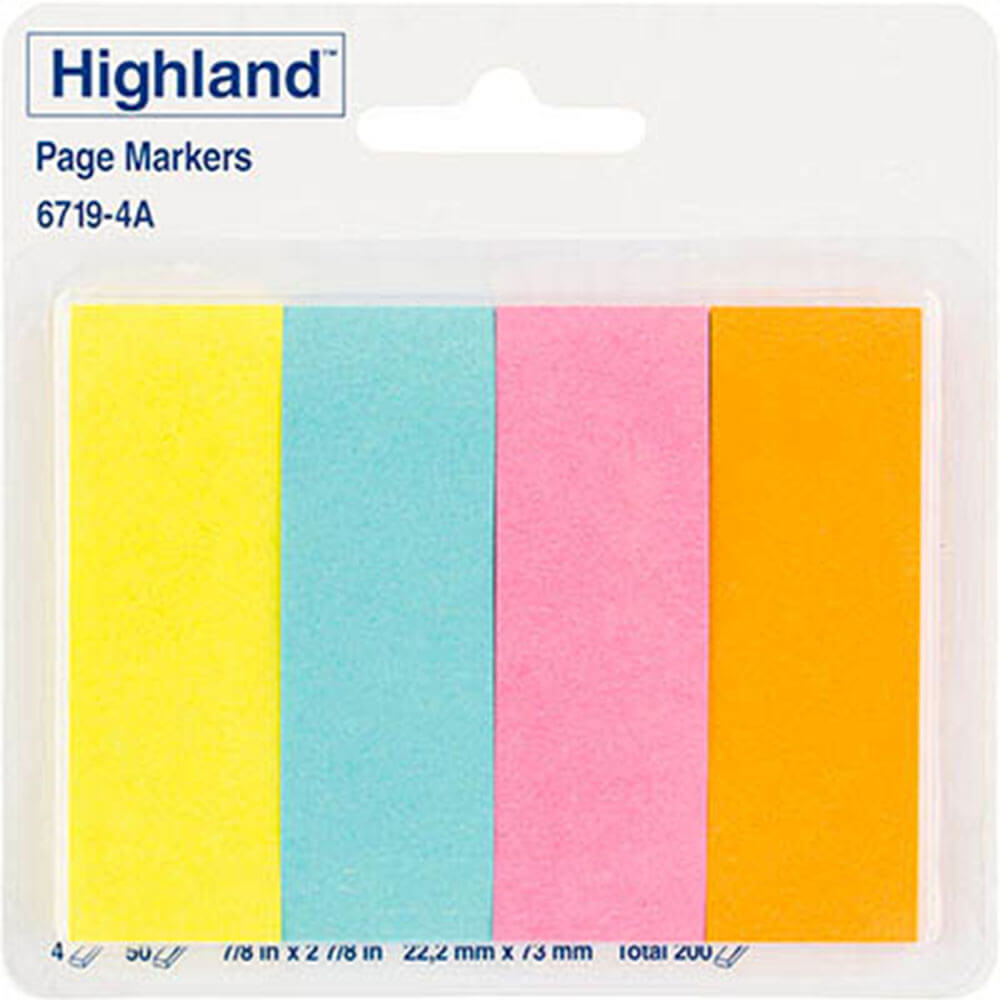 Highland Page marqueurs 200 feuilles 22x73 mm (assorties)
