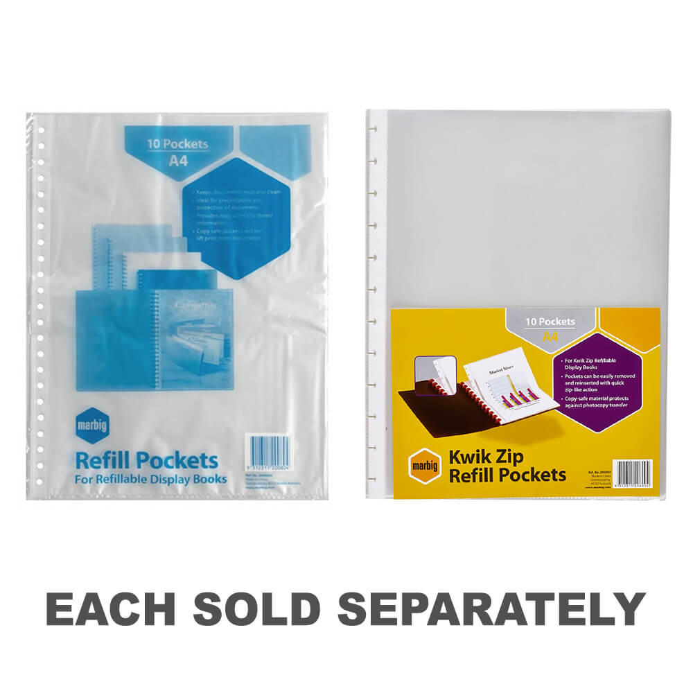 MARBIG Display Book Recharge Pockets 10pk (A4)