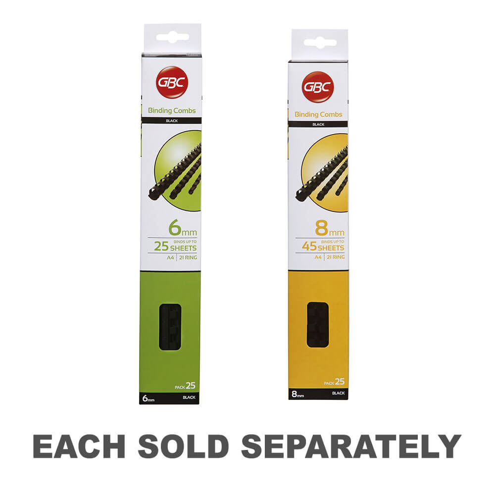 GBC 21 RING RINGING COMBS 25PK (noir)