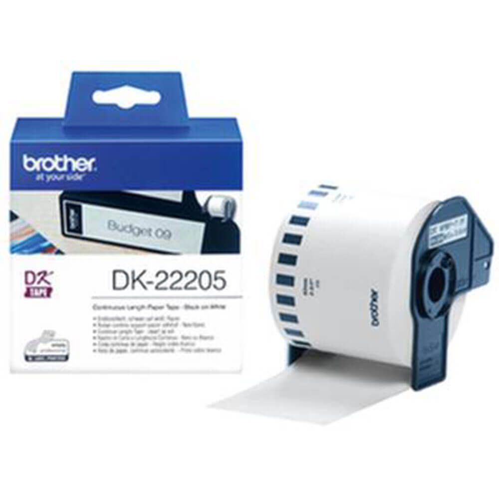 Brother Paper Tape 62mmx30.48m (noir sur blanc)