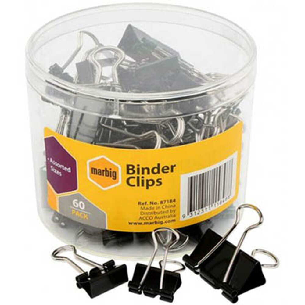 Clips de repliage marbig 60pk Taille assortie (noir)
