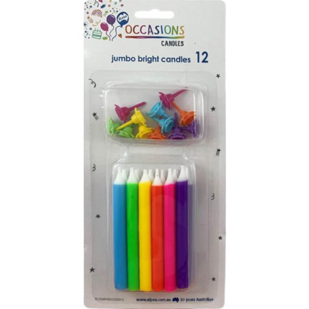Bougies brillantes Alpen Jumbo avec détenteurs (12pk)