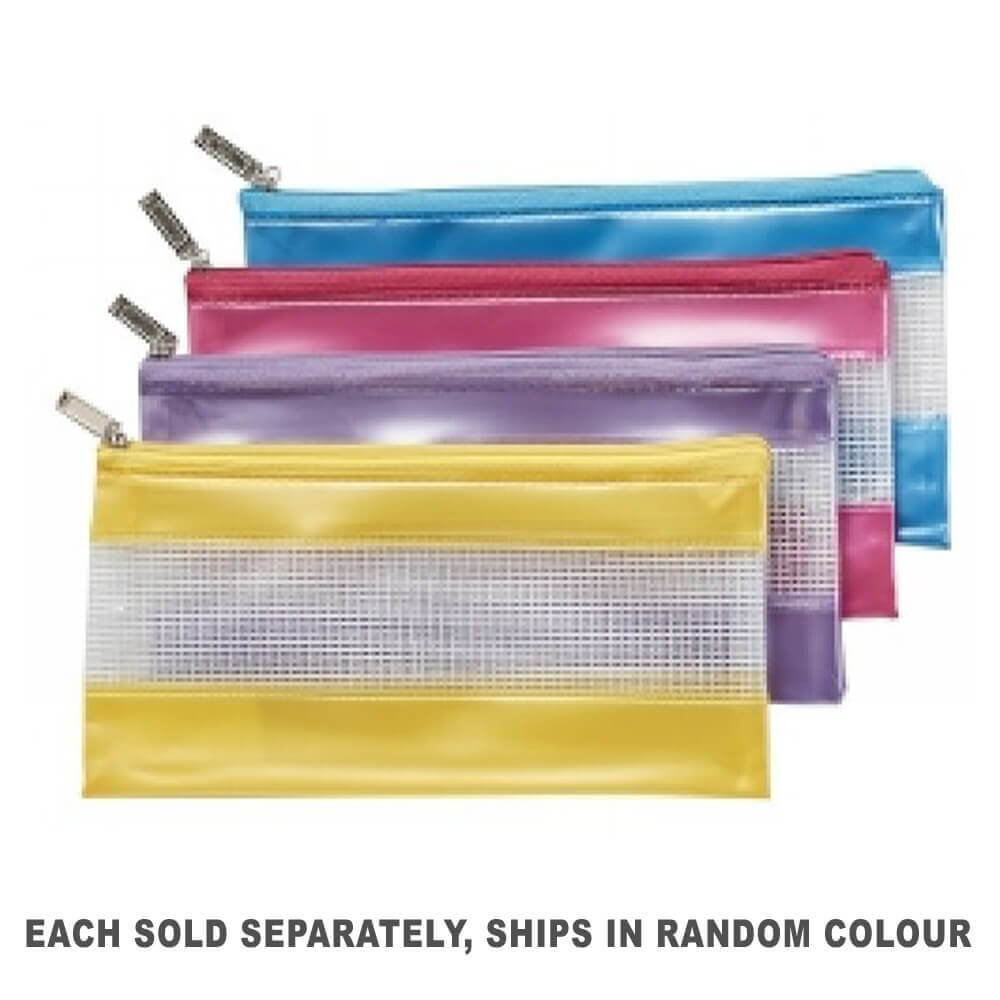 Case de crayon en plastique zip en maille stat 228x114 mm (couleur aléatoire)
