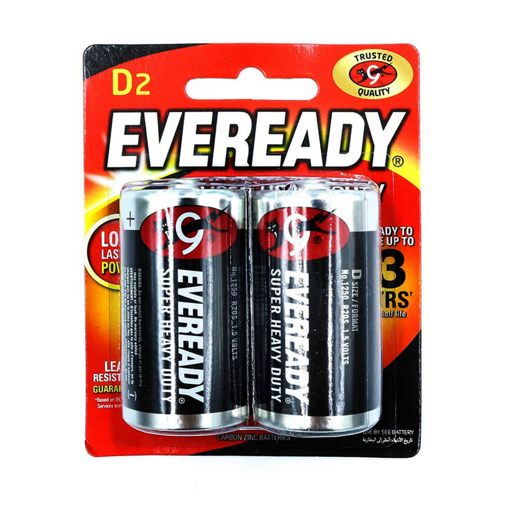 Batterie Eveready Super Heavy-Enty 1250 D 2pk (noir)