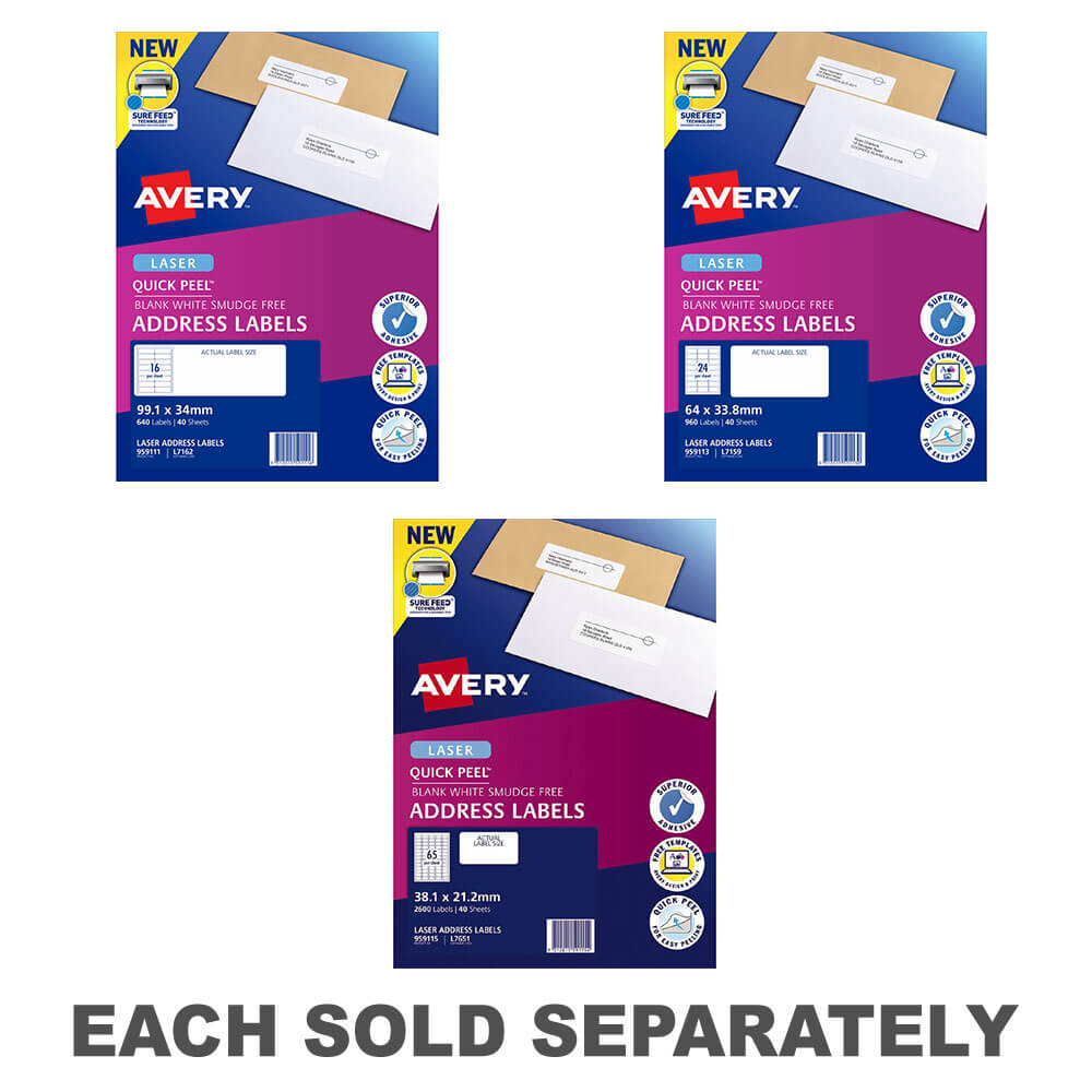 Étiquettes d'adresse du laser Avery Laser
