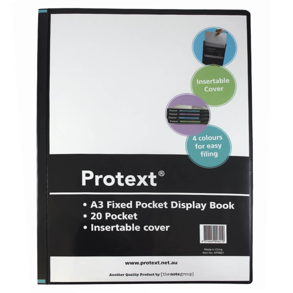 PROTEXT INSERT COUVERTURE Affichage Book 20 Pocket A3 (noir)