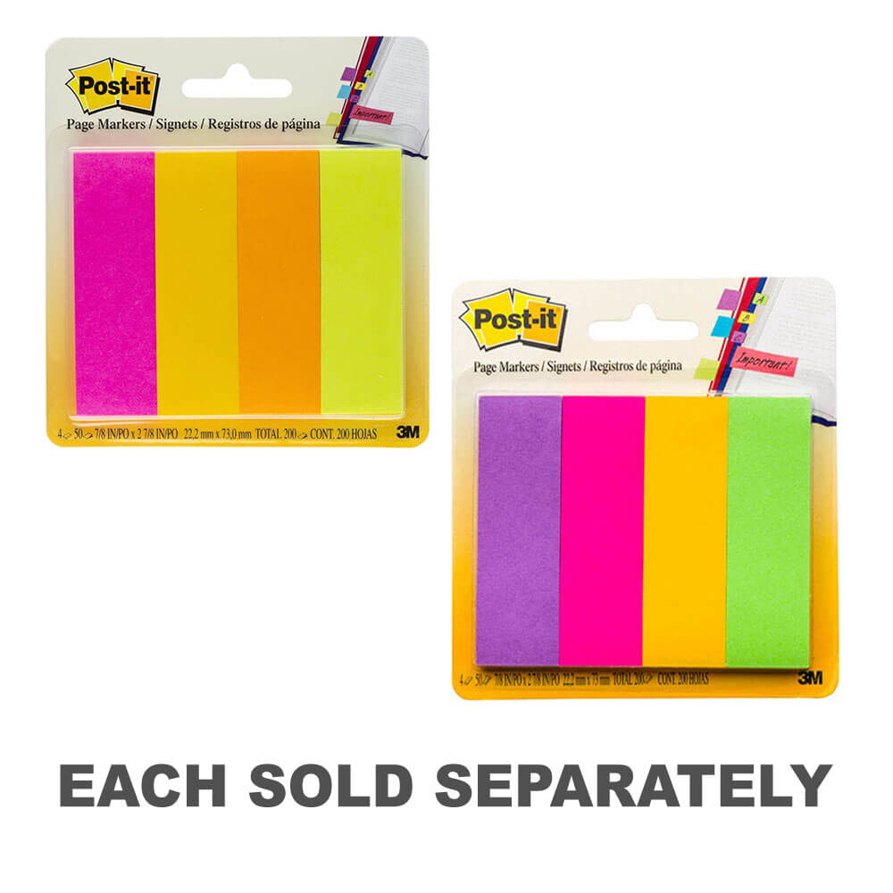Marqueurs de page post-it 200 feuilles 22x73 mm (4 couleurs)