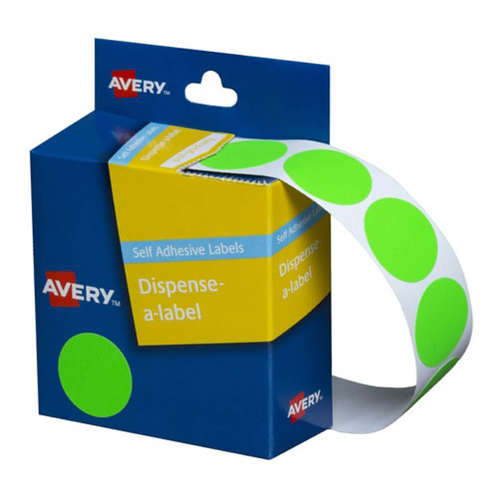 Étiquettes à points auto-adhésives Avery 350pcs 24 mm (vert fluor)