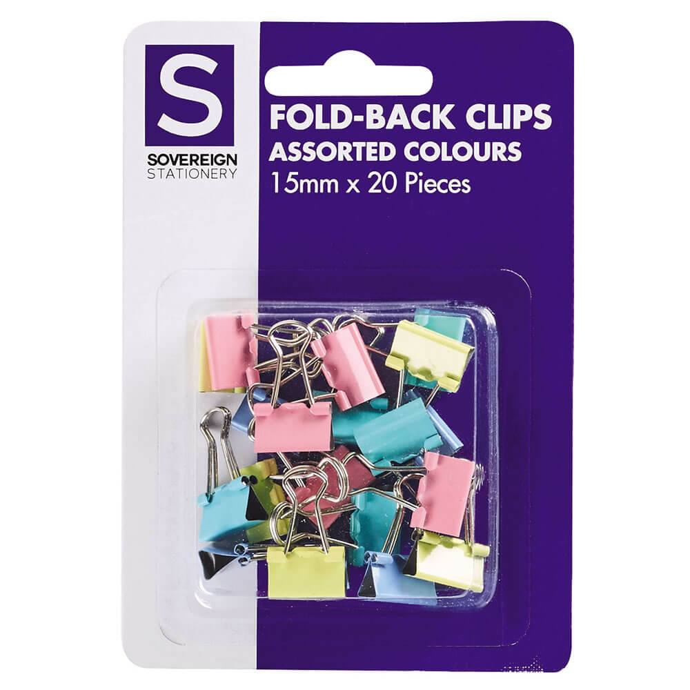 Clips de pliage de statistiques 20pk 15 mm (couleurs assorties)