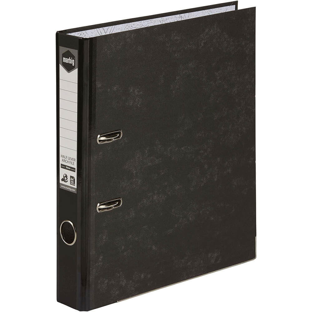 Marbig Renforced Spine Half Lever Arch File 50mm A4 (noir)
