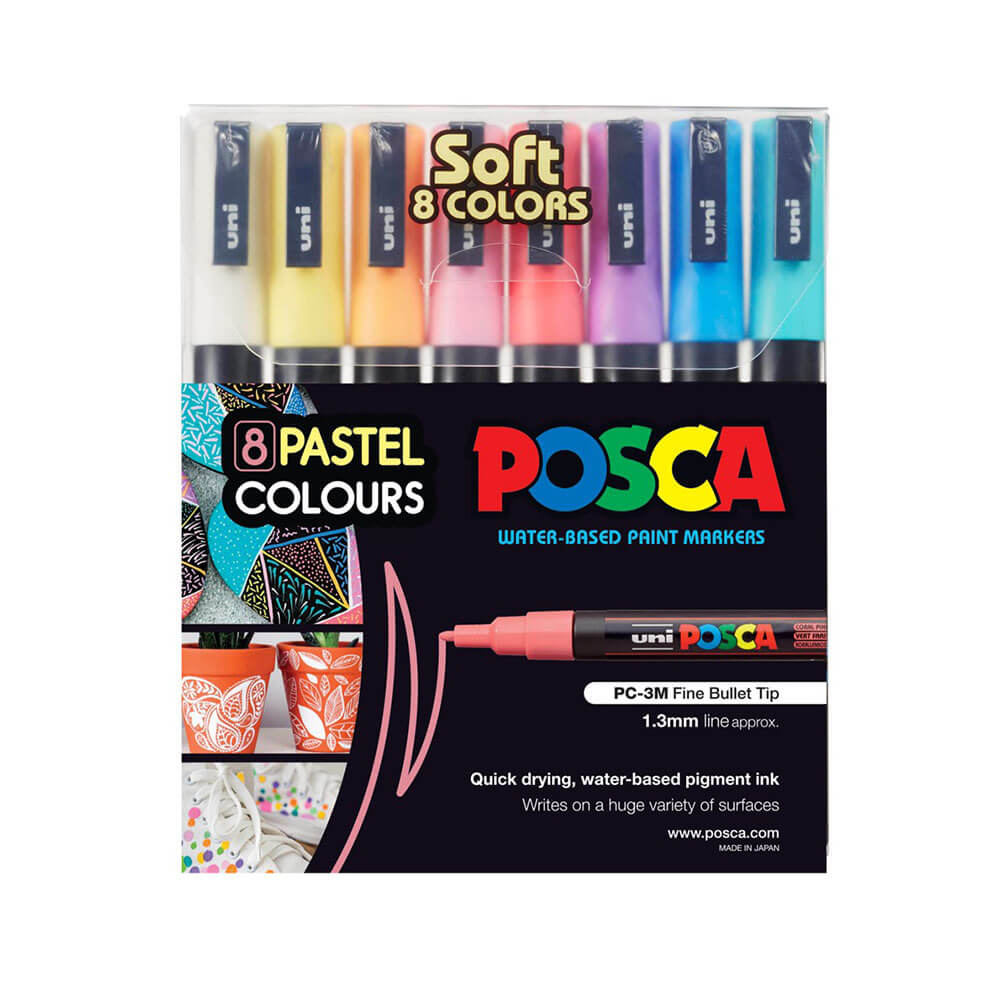 Uni Posca PC-3M Bullet Tip Paint Marker 8pk (Couleurs pastel)