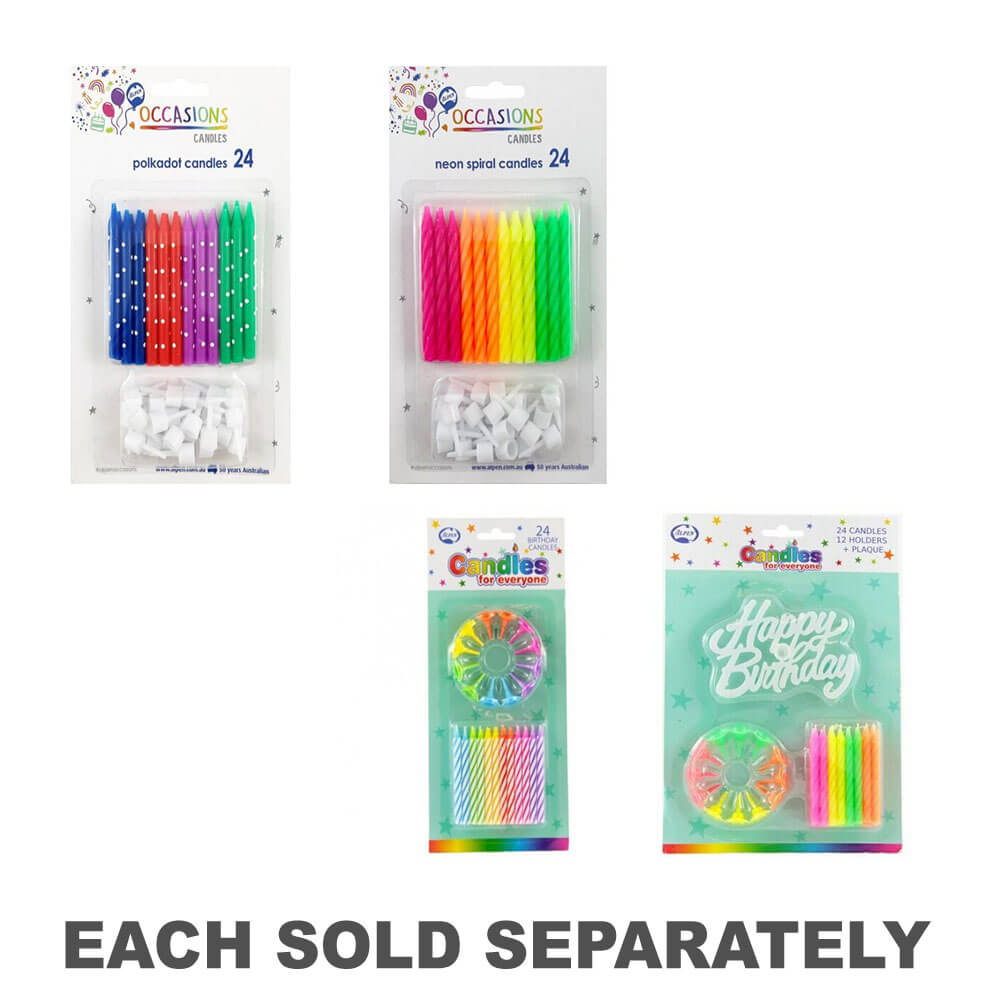 Bougies d'anniversaire Alpen avec détenteurs (24pk)