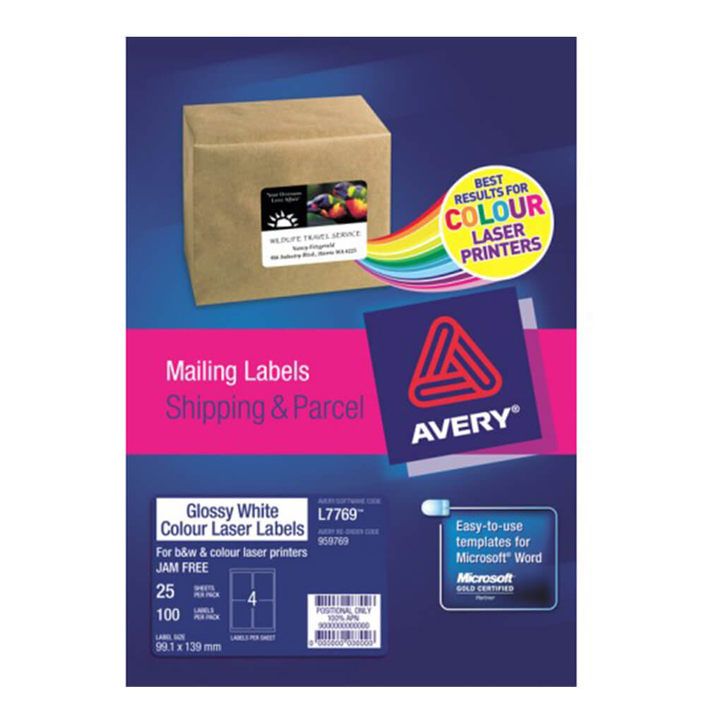 Étiquette laser Avery Gloss (99.1x139 mm)