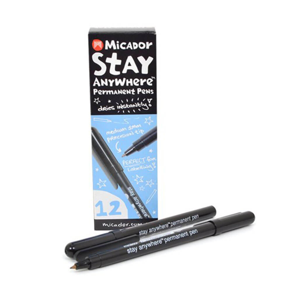 Micador 1 mm Stay n'importe où marqueur permanent 12pcs (noir)