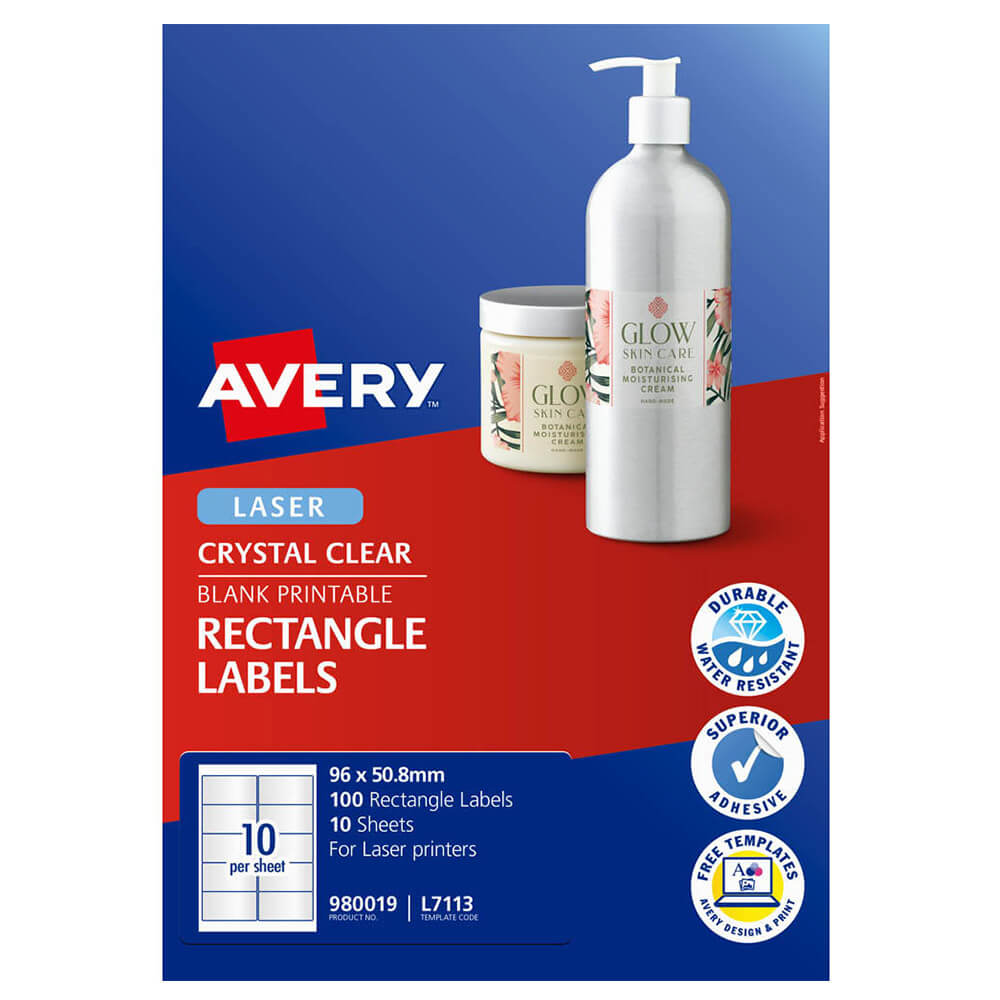 Avery Crystal Clear Rectangle Labels Pack (96x50,8 mm)