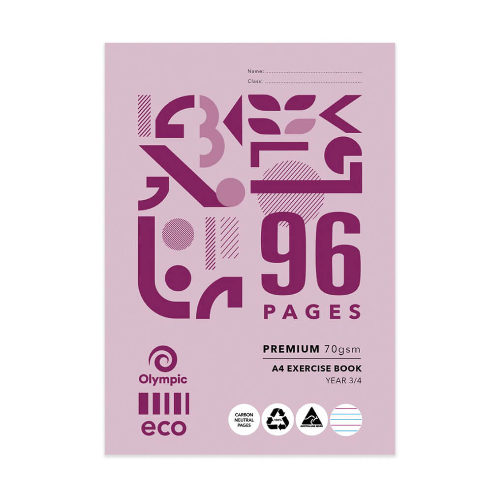Olympic A4 Recyclé de 96 pages Année 3/4 Exercice 10pk
