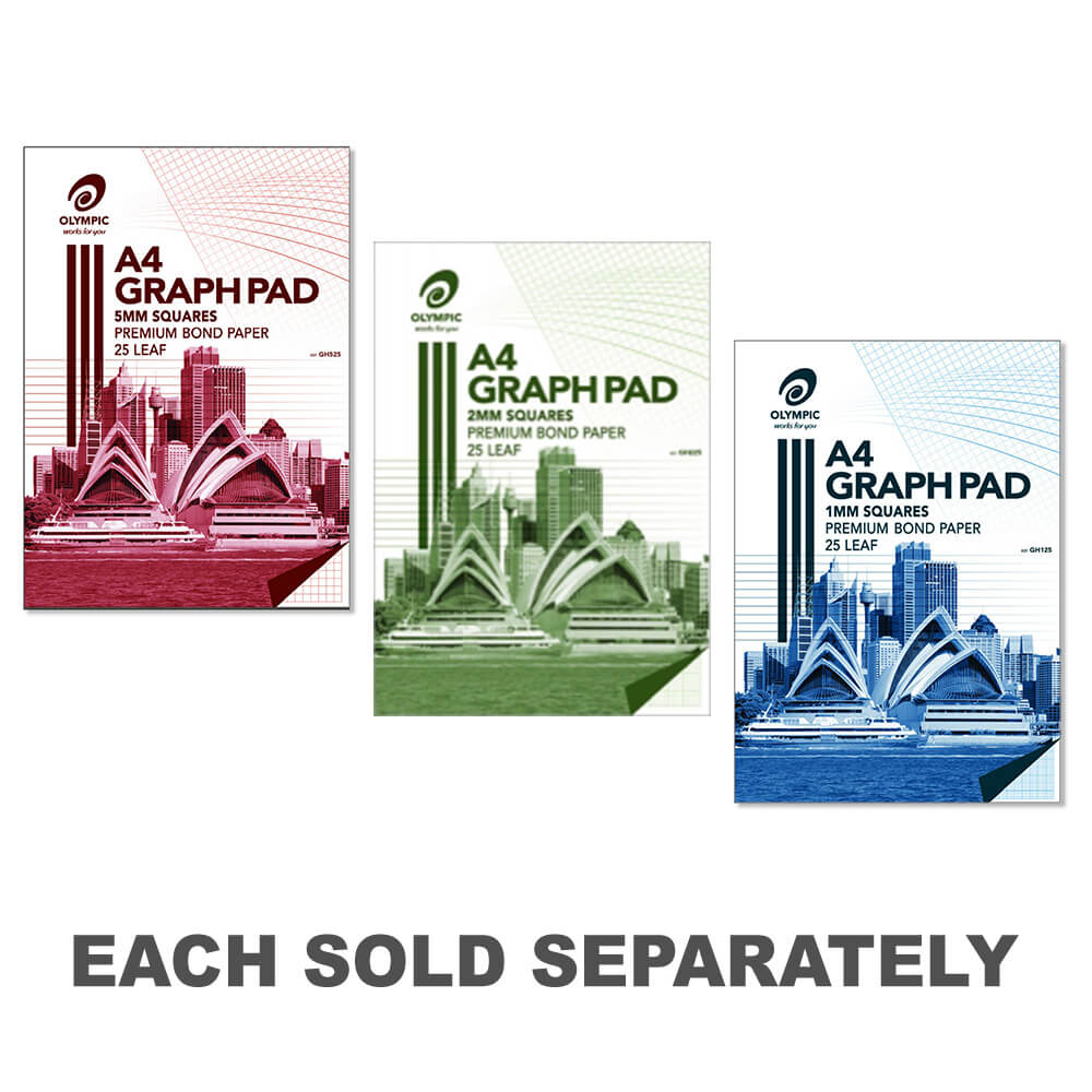 Olympic 7-Hole A4 Top Redded Graph Pad 5pk (25 feuilles)