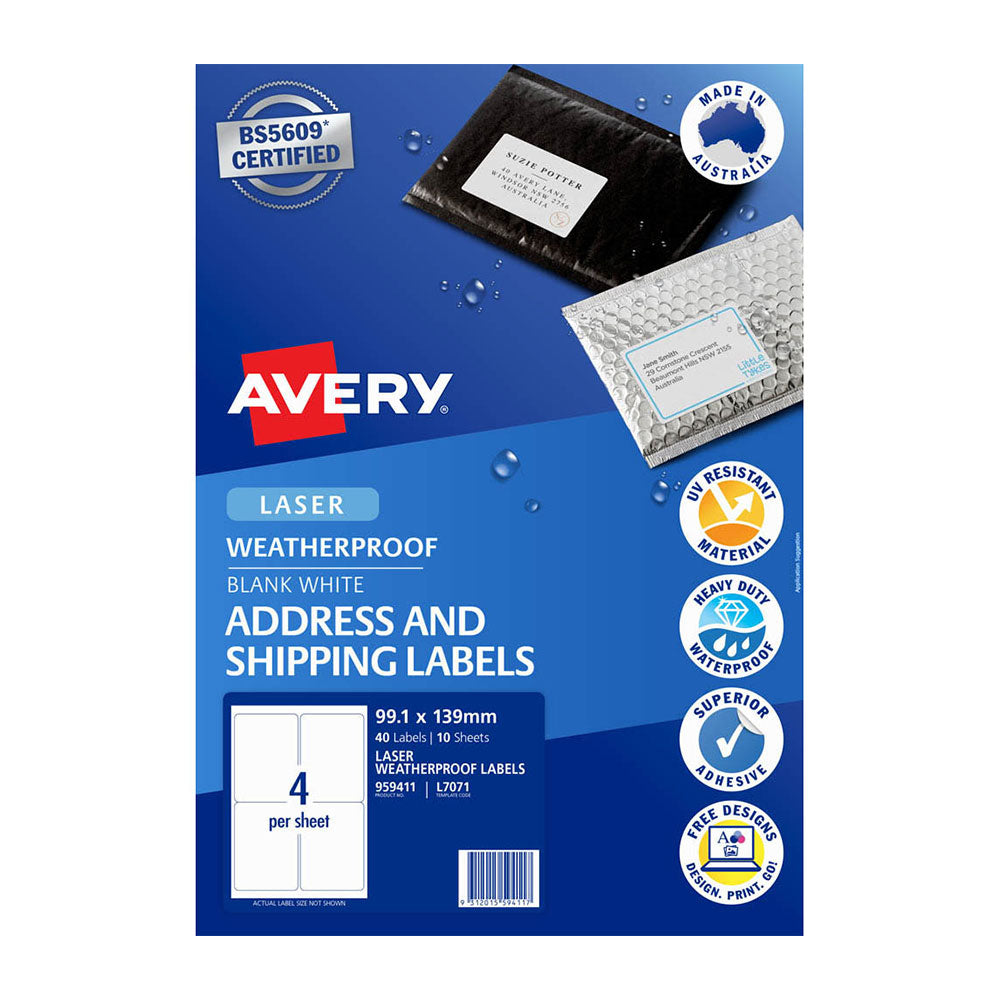 Étiquette laser Avery Iatheroproof (pack de 40)