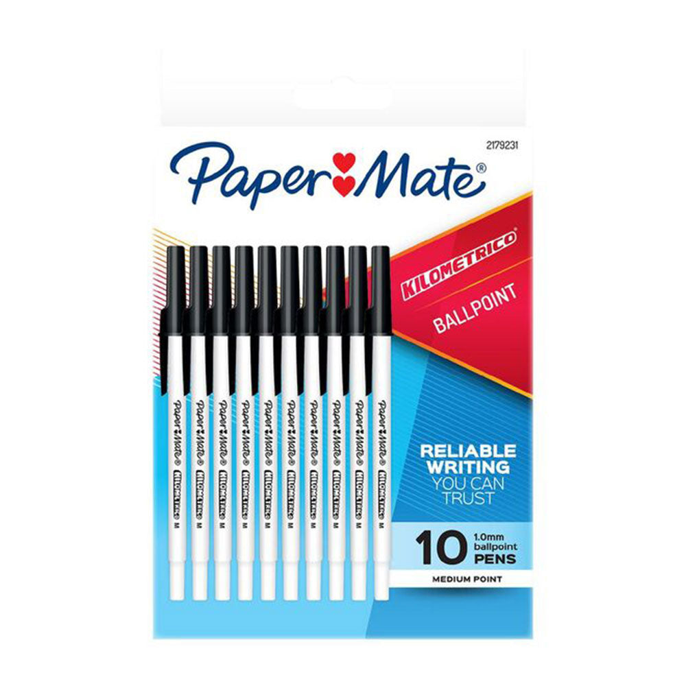 Papermate Kilometrico Medium Ballpoint Pen 10pcs (noir)