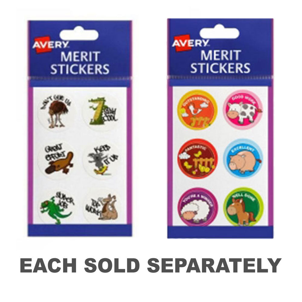 Avery Permanent Round Animals mériter les autocollants 96pcs