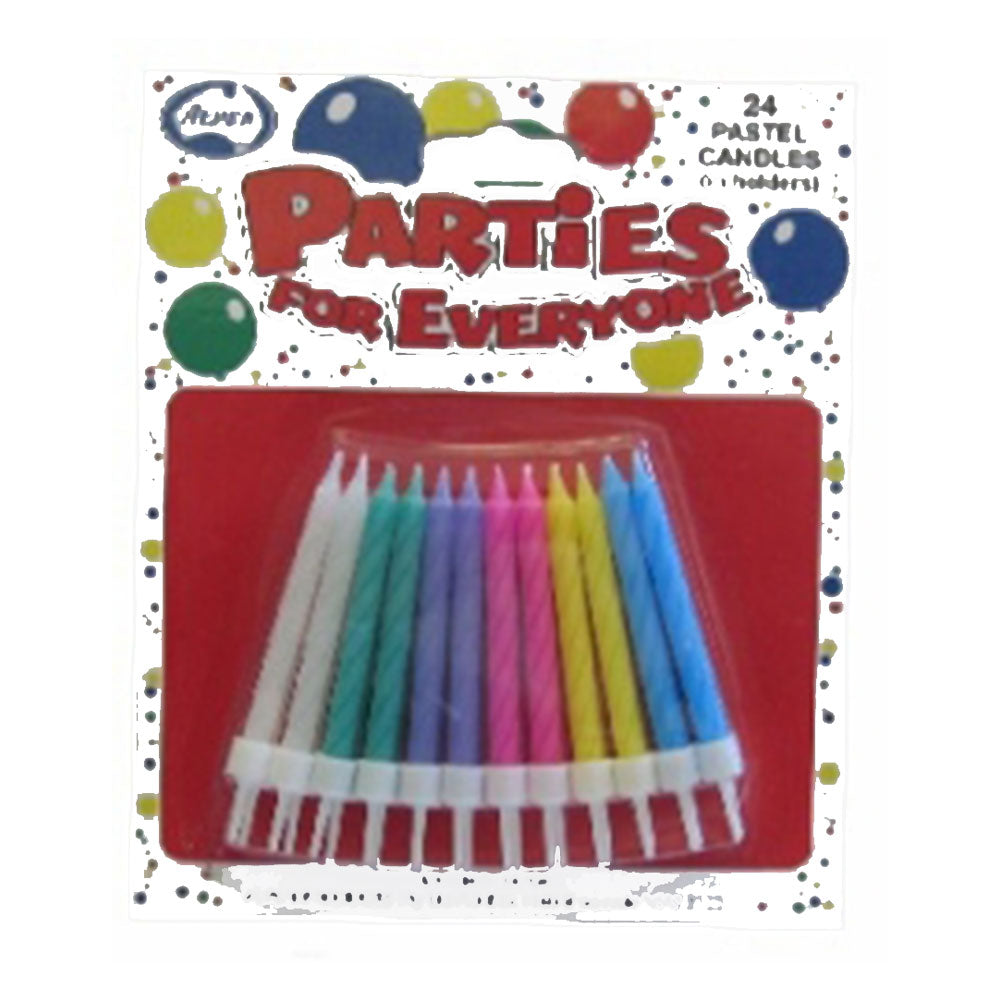 Bougies d'anniversaire pastel Alpen avec un support 24pcs
