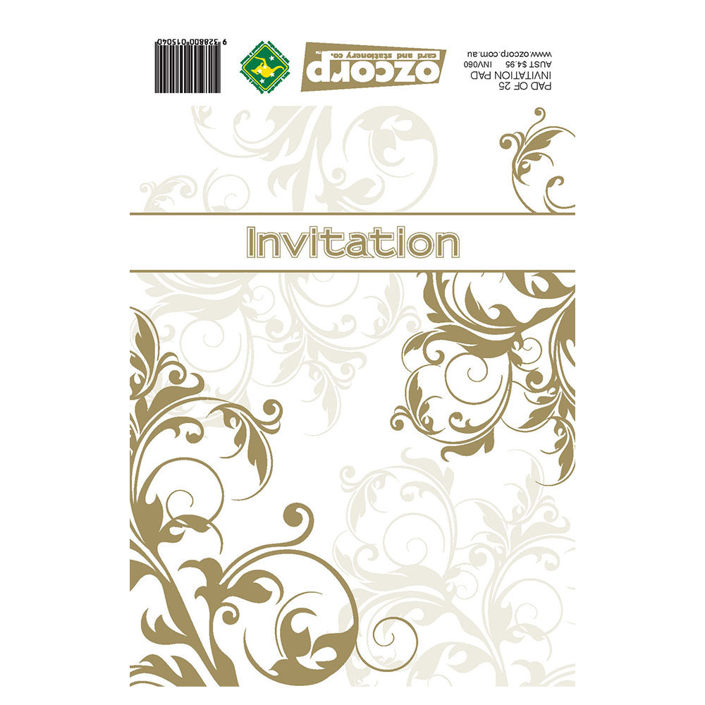 Ozcorp Invitation PAD avec ligne de ligne 25pcs (or)