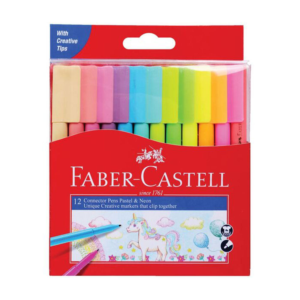 Marqueur de stylo de connecteur Faber-Castell 12pcs (pastel et néon)