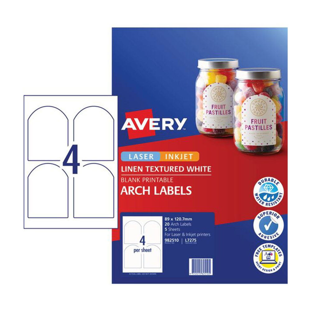 Avery imprimable Label arqué blanc 5pcs (89x121mm)