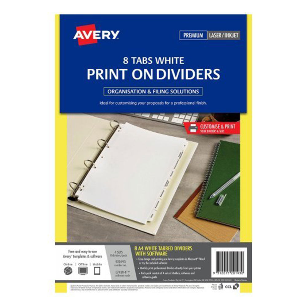 Avery 8 Tab Imprimer sur les séparateurs