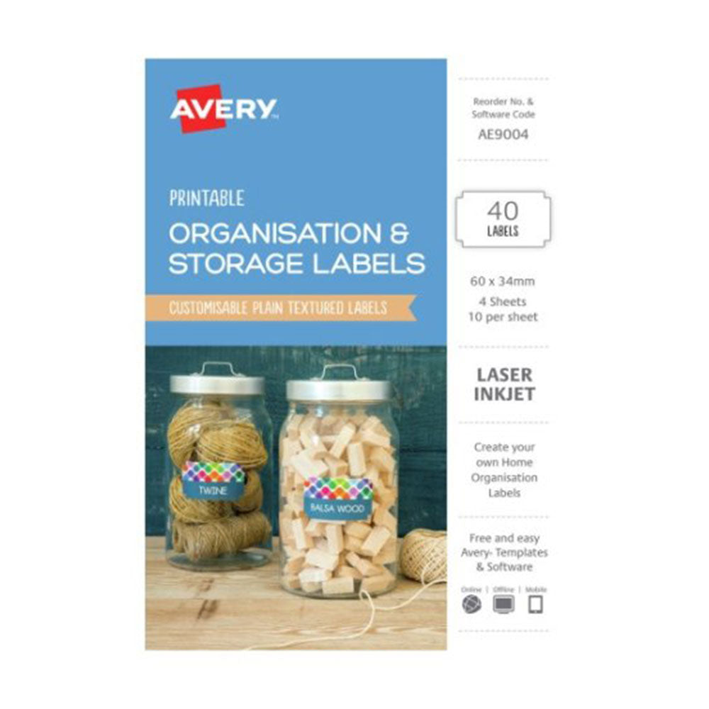 Avery Organisation et Storage White Label 40pcs (60x34mm)
