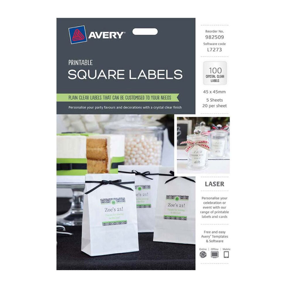 Avery imprimable Square Label 45 mm 5pcs (blanc)