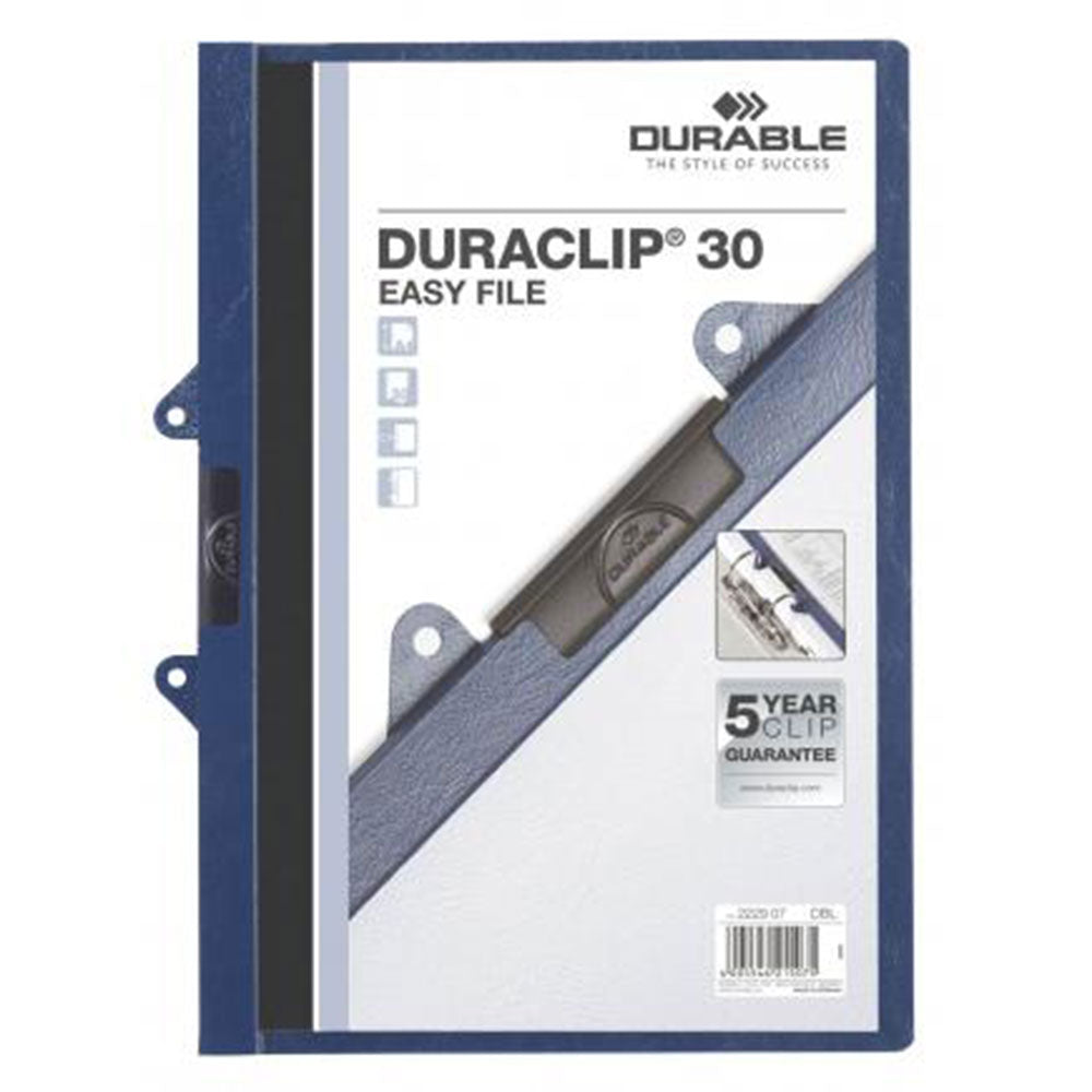 Duraclip A4 Clip de fichier plat avec raccord de liant bleu