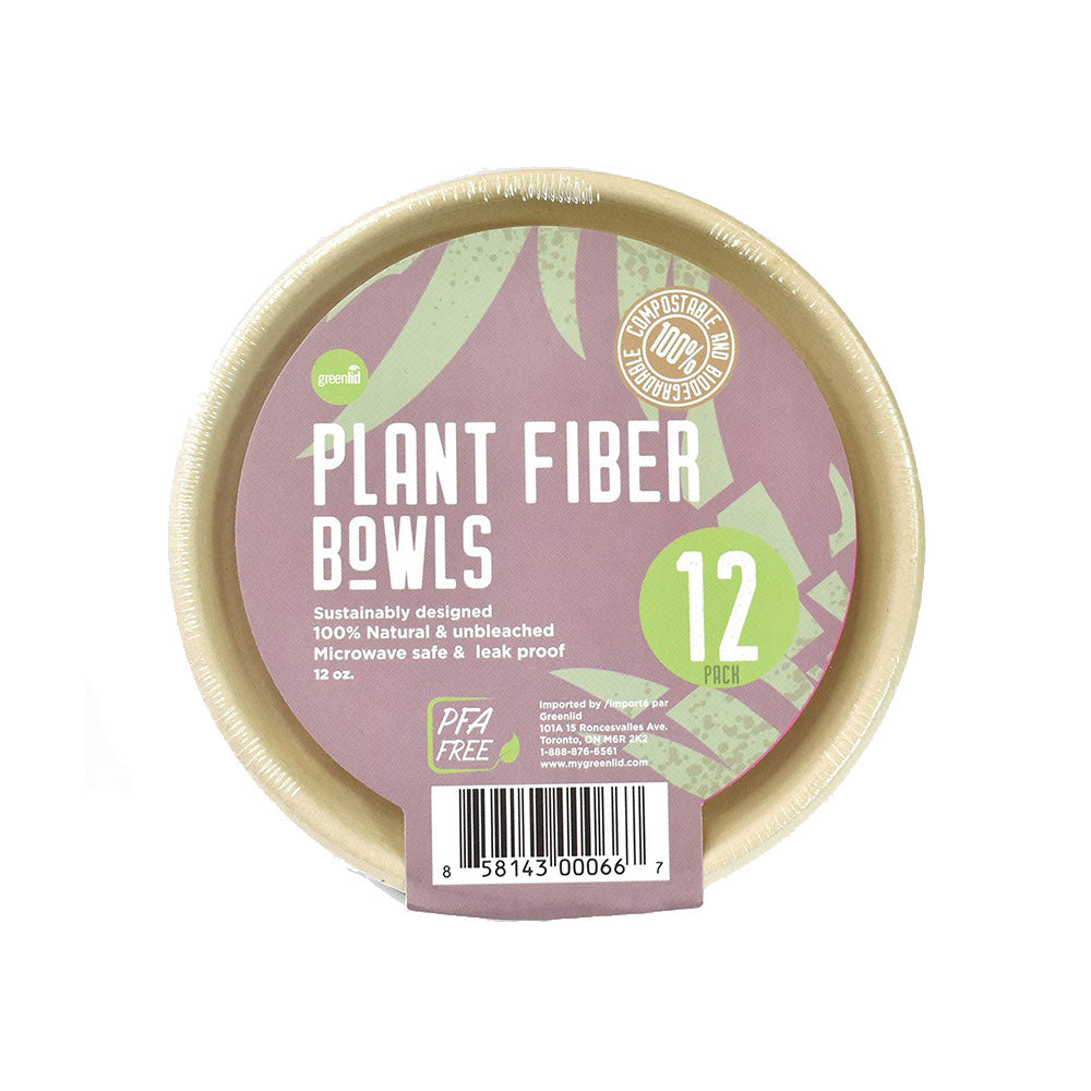 Bol compostable de fibre végétale verte 355 ml (paquet de 12)