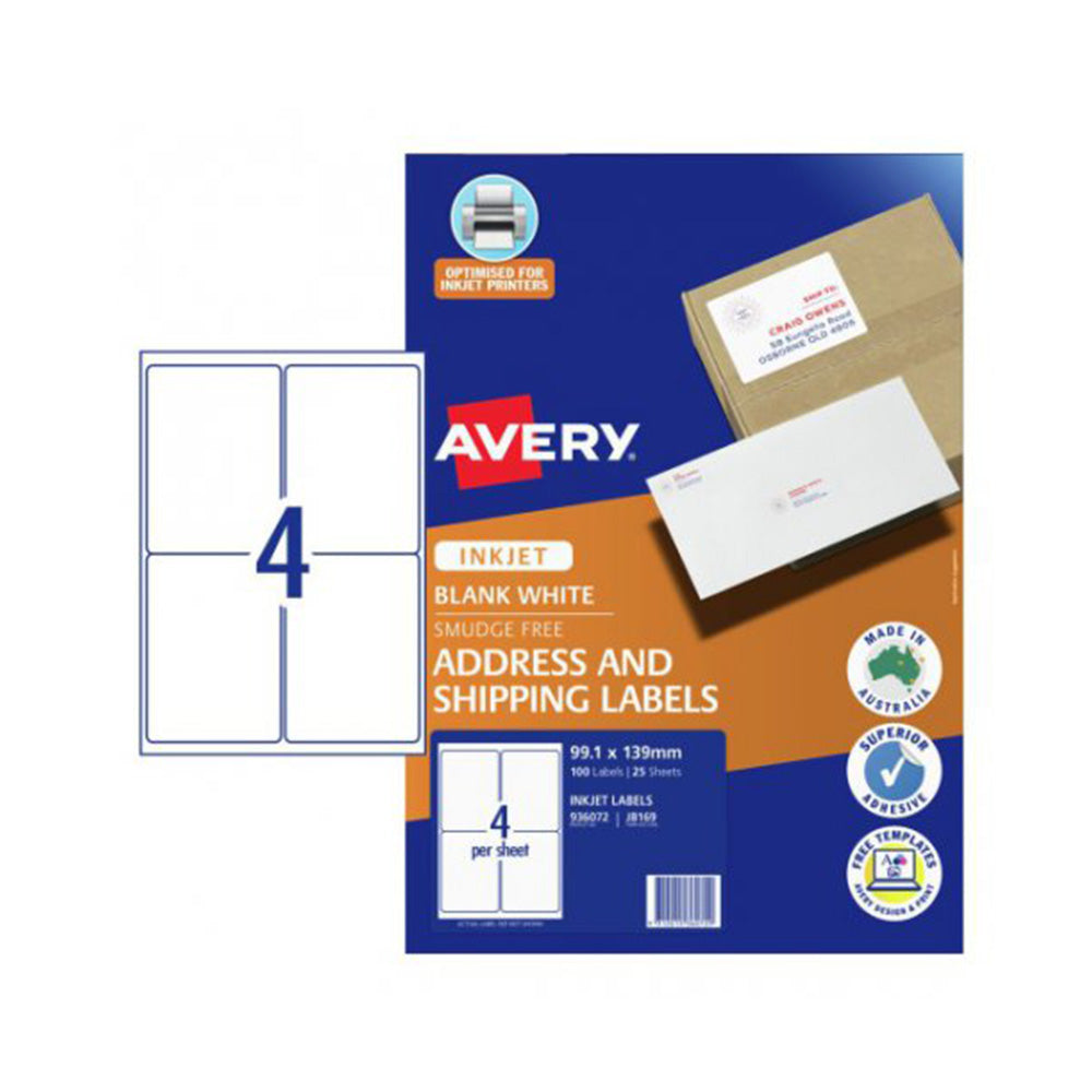 Étiquette de colis à jet Avery 25pcs (4 par feuille)