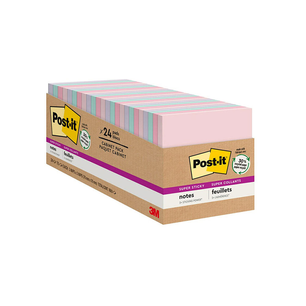 Post-it Wanderlust Pastel Super Sticky Notes (pack de 24)
