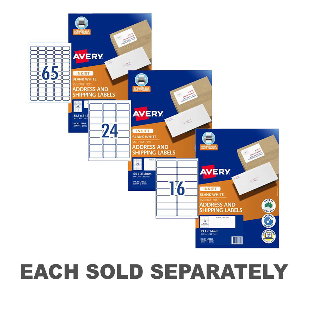 Étiquette d'adresse à jet à jet Avery 25pcs