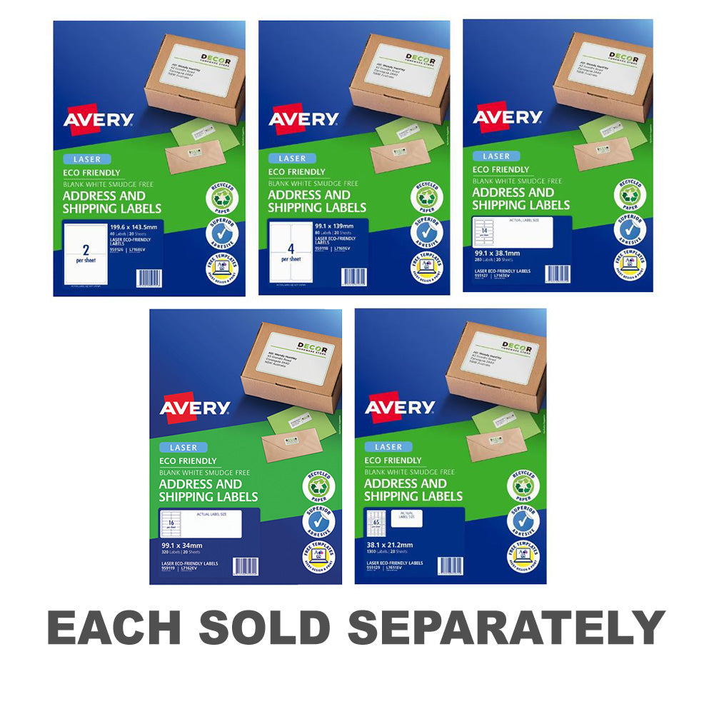 Étiquette d'expédition Avery Laser Eco Friendly 20pcs