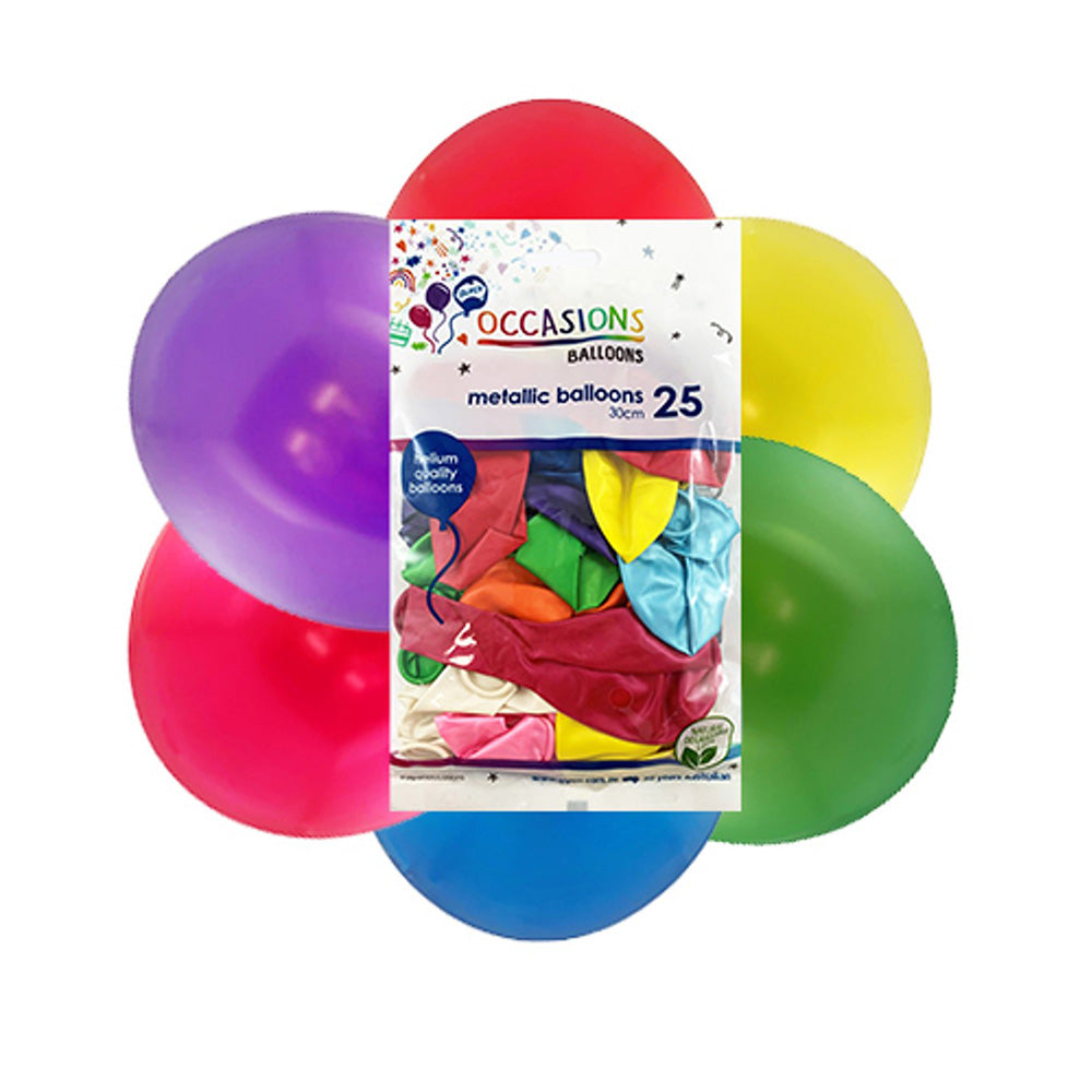 Ballons de couleur métallique alpen 30 cm (paquet de 25)