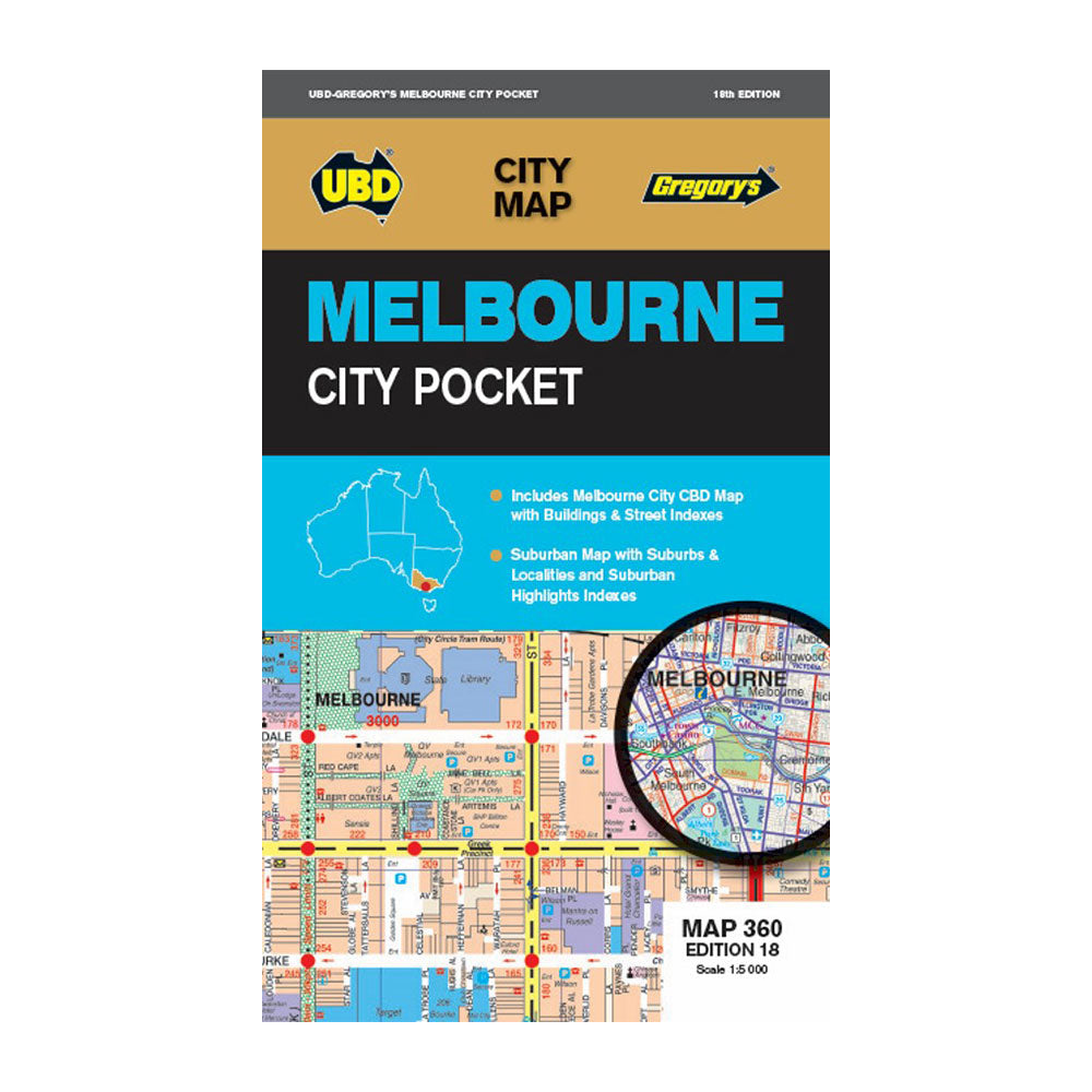 La 18e édition d'UBD Gregory Melbourne City Pocket Map