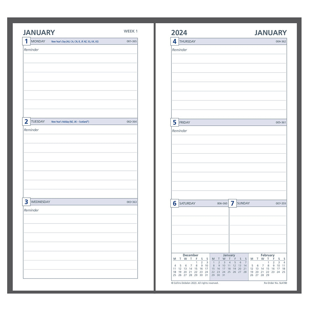 Collins Debden Slimline WTV 2024 Dayplanner Recharge