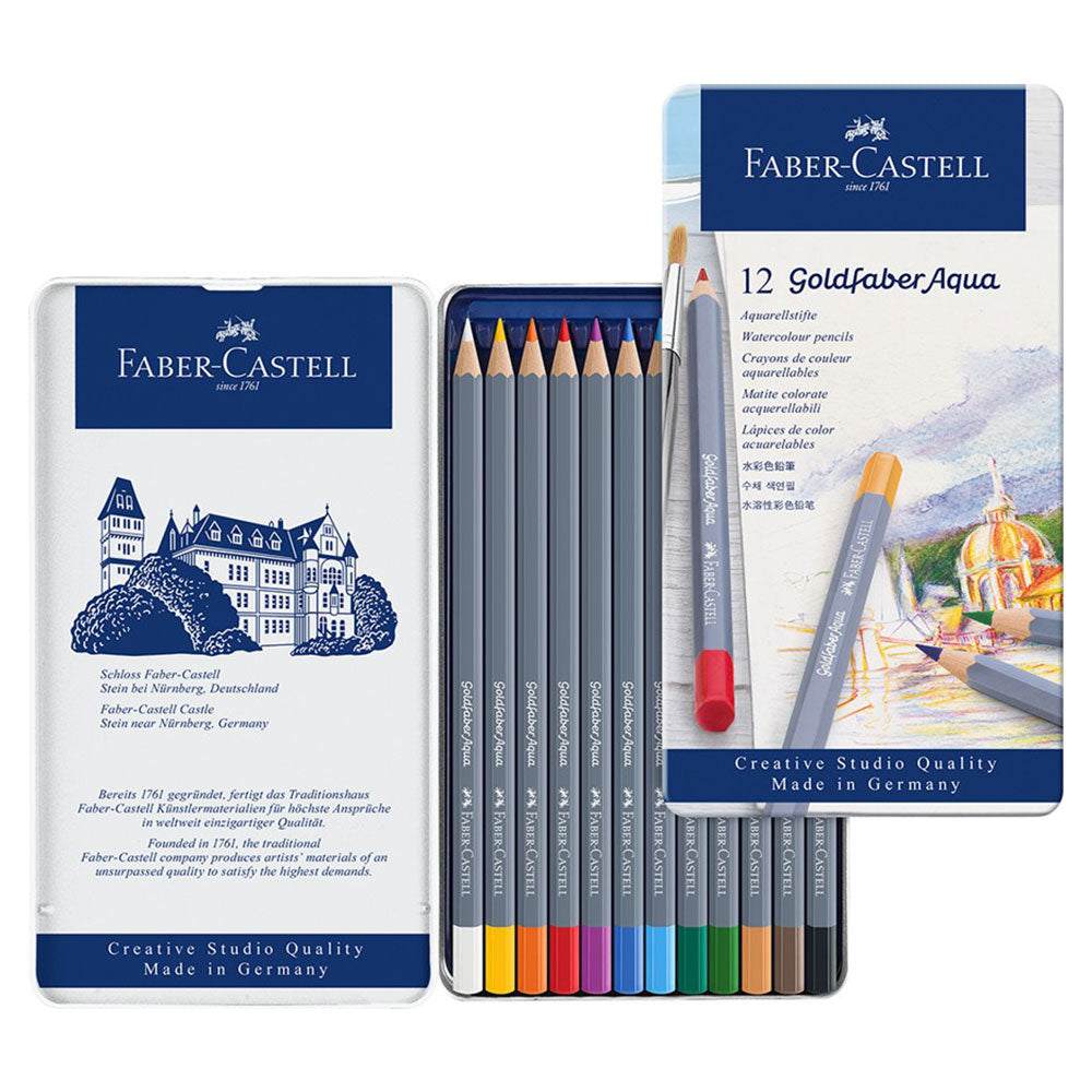 Faber-Castell Aqua Goldfaber Color crayon (Tin de 12)