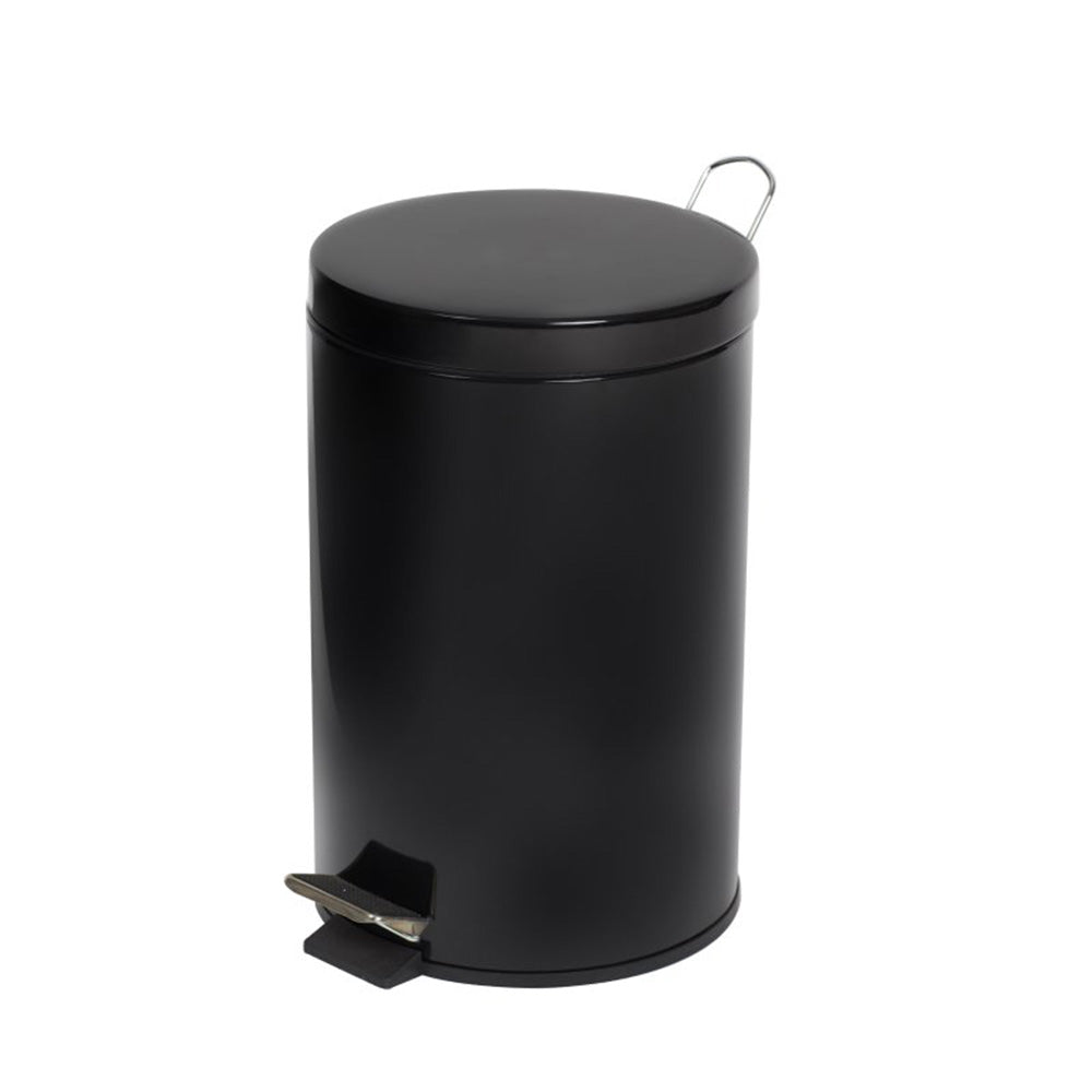 Bac à pédale rond en acier boussole 12L (noir)