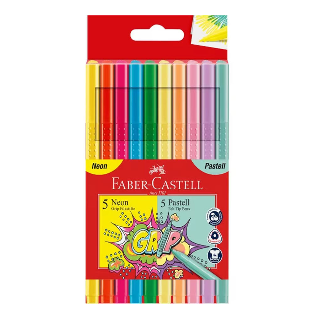 Faber-Castell Grip Pastel & Neon Color Marker (10pk)